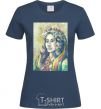 Women's T-shirt Ukrainian woman in a wreath navy-blue фото