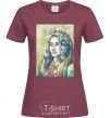 Women's T-shirt Ukrainian woman in a wreath burgundy фото