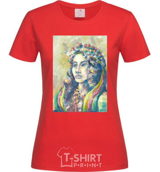 Women's T-shirt Ukrainian woman in a wreath red фото