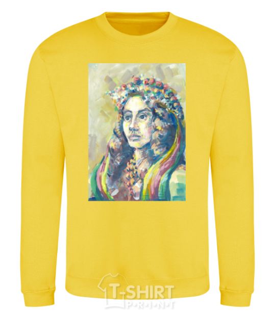 Sweatshirt Ukrainian woman in a wreath yellow фото