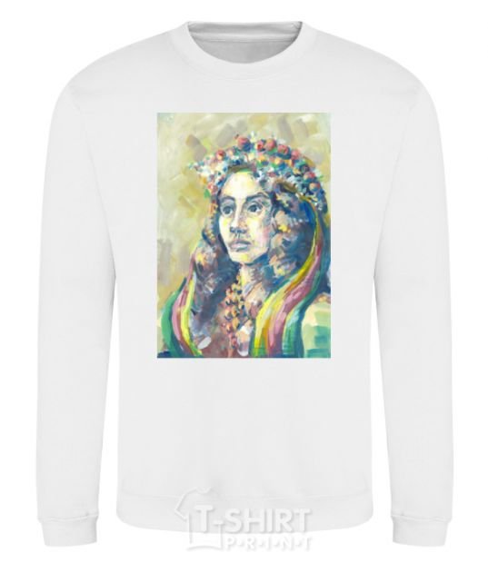 Sweatshirt Ukrainian woman in a wreath White фото