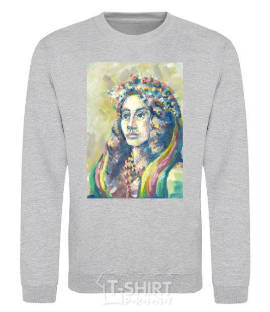 Sweatshirt Ukrainian woman in a wreath sport-grey фото