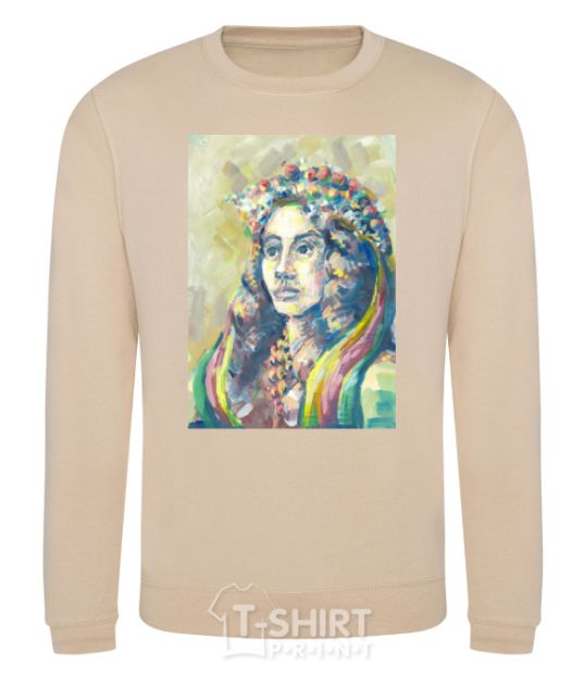 Sweatshirt Ukrainian woman in a wreath sand фото