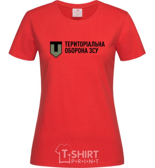 Women's T-shirt Territorial defense of the Armed Forces of Ukraine red фото