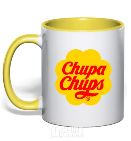 Mug with a colored handle Chupa Chups yellow фото