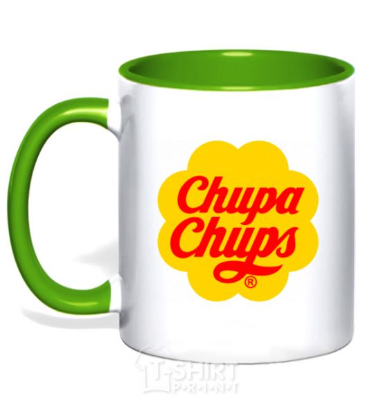 Mug with a colored handle Chupa Chups kelly-green фото