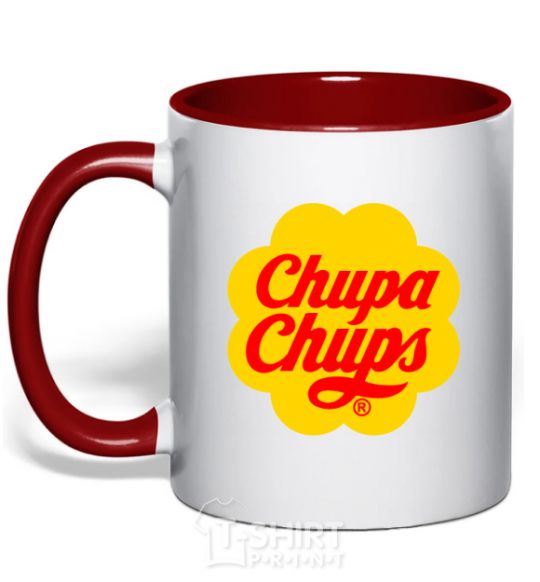 Mug with a colored handle Chupa Chups red фото