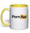 Mug with a colored handle Pornhub yellow фото