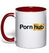 Mug with a colored handle Pornhub red фото