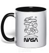 Mug with a colored handle Nasa white black фото