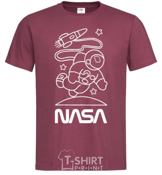 Men's T-Shirt Nasa white burgundy фото