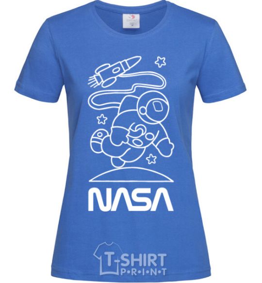 Women's T-shirt Nasa white royal-blue фото