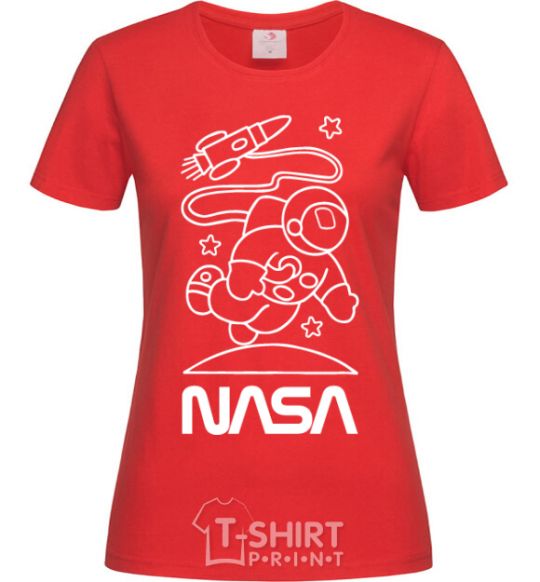 Women's T-shirt Nasa white red фото