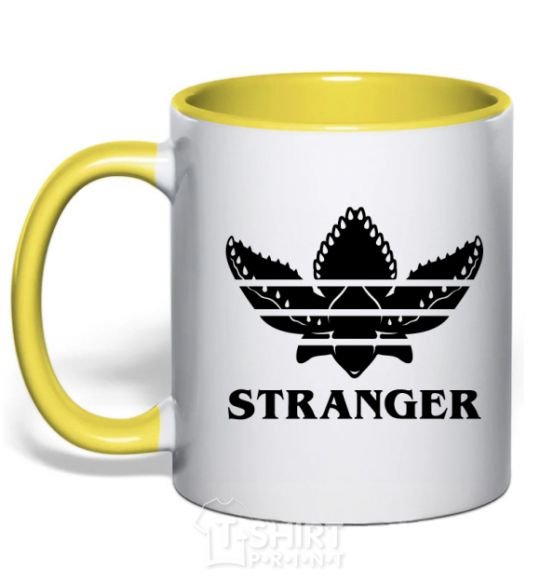 Mug with a colored handle Stranger things adidas yellow фото