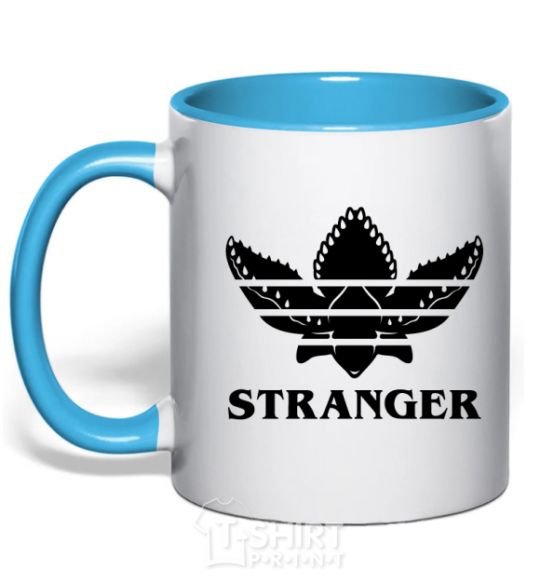 Mug with a colored handle Stranger things adidas sky-blue фото