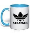 Mug with a colored handle Stranger things adidas sky-blue фото