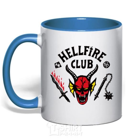 Mug with a colored handle Hellfire Club royal-blue фото