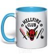 Mug with a colored handle Hellfire Club sky-blue фото