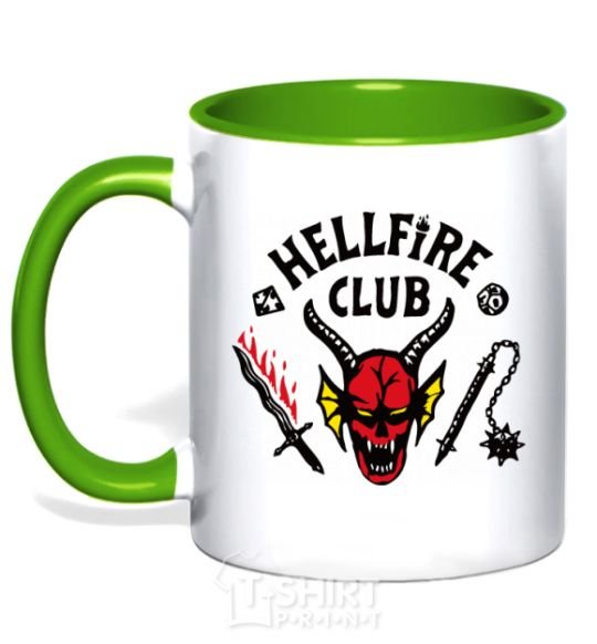 Mug with a colored handle Hellfire Club kelly-green фото