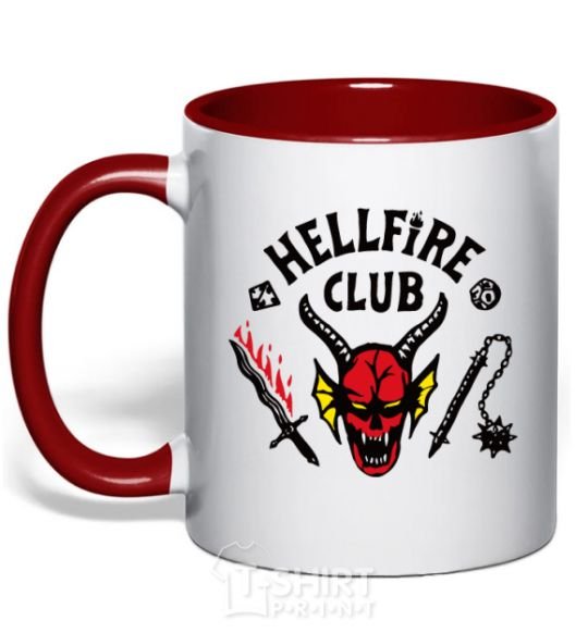 Mug with a colored handle Hellfire Club red фото