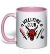 Mug with a colored handle Hellfire Club light-pink фото