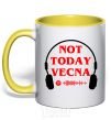 Mug with a colored handle Stranger Things Vecna yellow фото