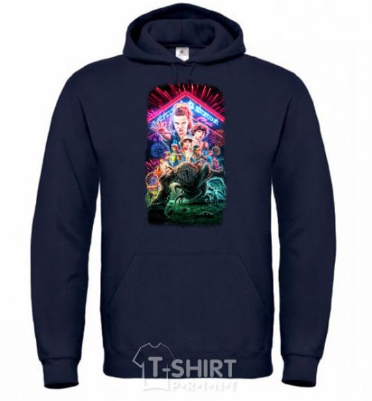 Men`s hoodie Stranger Things Starcourt Mall navy-blue фото