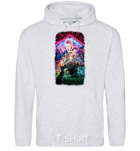 Men`s hoodie Stranger Things Starcourt Mall sport-grey фото