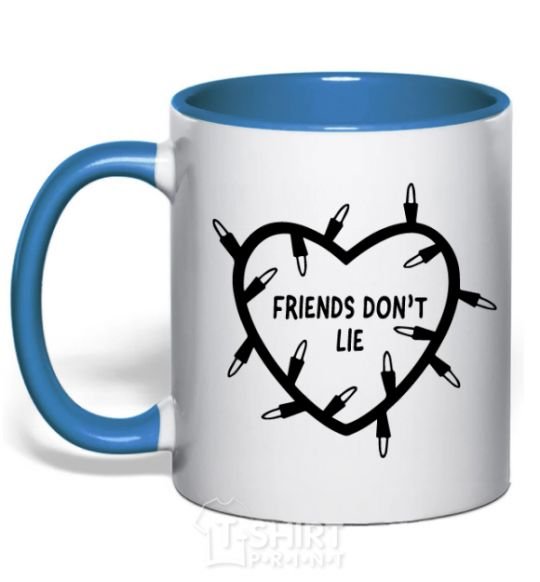 Mug with a colored handle Friends dont lie royal-blue фото