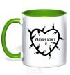 Mug with a colored handle Friends dont lie kelly-green фото