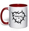 Mug with a colored handle Friends dont lie red фото