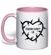 Mug with a colored handle Friends dont lie light-pink фото