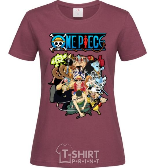 Women's T-shirt One piece anime burgundy фото