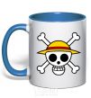 Mug with a colored handle One piece skull royal-blue фото