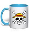 Mug with a colored handle One piece skull sky-blue фото