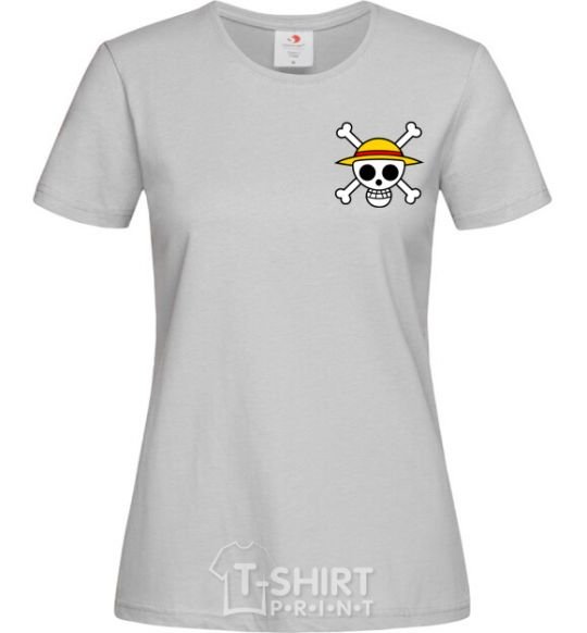 Women's T-shirt One piece skull grey фото