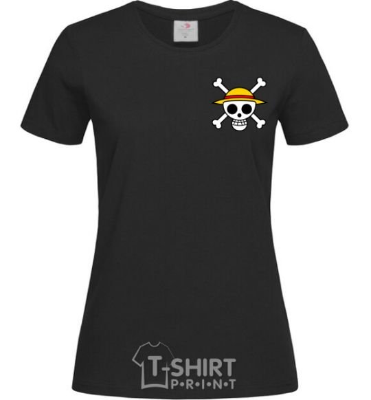 Women's T-shirt One piece skull black фото