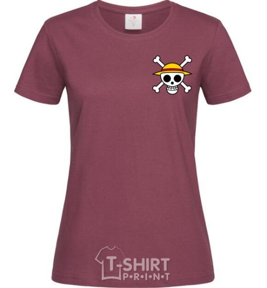 Women's T-shirt One piece skull burgundy фото