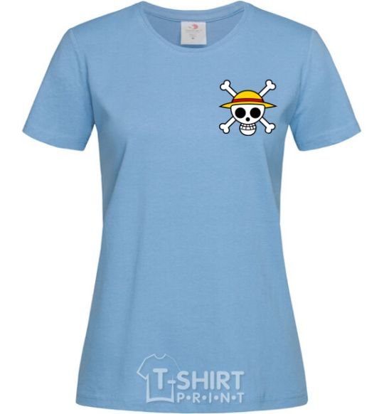 Women's T-shirt One piece skull sky-blue фото