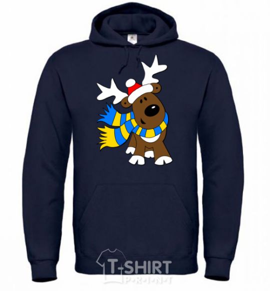 Men`s hoodie Striped deer Ukrainian navy-blue фото