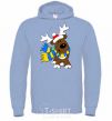 Men`s hoodie Striped deer Ukrainian sky-blue фото