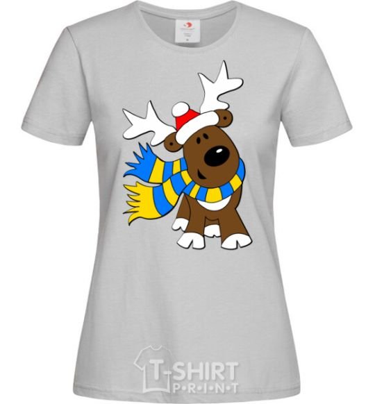 Women's T-shirt Striped deer Ukrainian grey фото