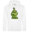 Men`s hoodie Ukrainian garlanded grinch White фото