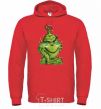 Men`s hoodie Ukrainian garlanded grinch bright-red фото