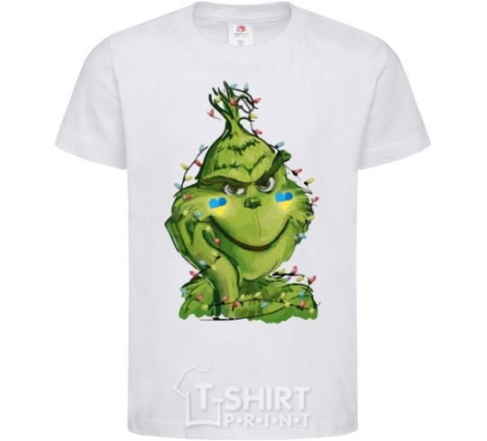 Kids T-shirt Ukrainian garlanded grinch White фото