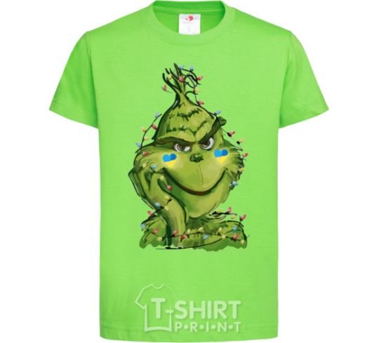 Kids T-shirt Ukrainian garlanded grinch orchid-green фото