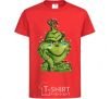 Kids T-shirt Ukrainian garlanded grinch red фото