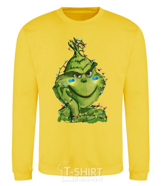 Sweatshirt Ukrainian garlanded grinch yellow фото