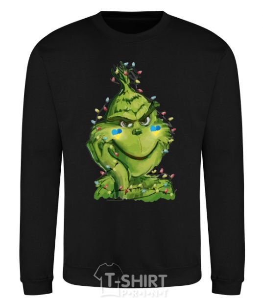 Sweatshirt Ukrainian garlanded grinch black фото