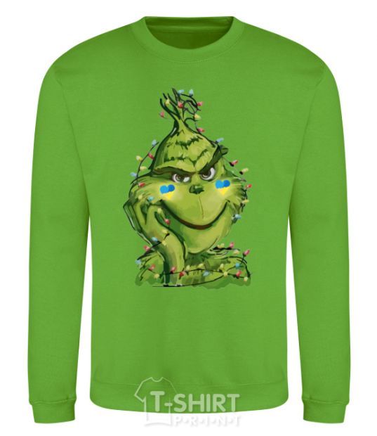 Sweatshirt Ukrainian garlanded grinch orchid-green фото